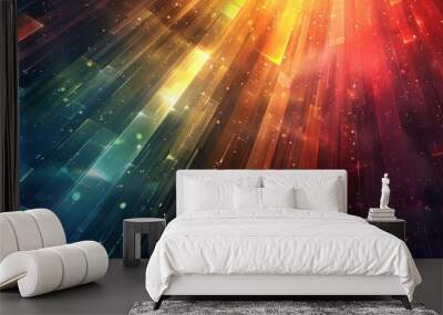 A harmonious blend of organic and geometric shapes, all glowing brightly in a spectrum of colors, creating a surreal scene sharp focus and clear light , high clarity no grunge, splash, dust , noise Wall mural