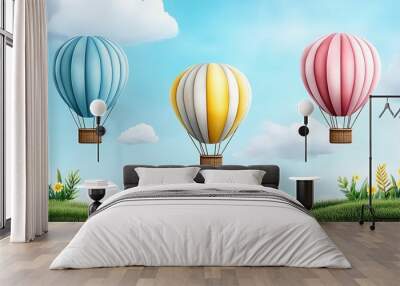 Colorful Hot Air Balloons in a Serene Sky Wall mural