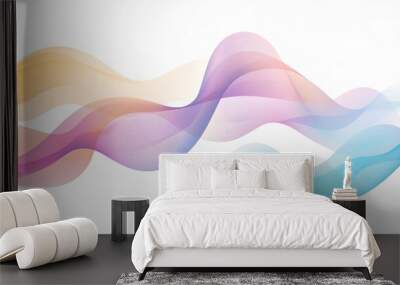 Colorful waves of abstract background vector presentation design template for business technology, data science and energy concept with wavy pattern in colorful gradient color isolated on white Wall mural