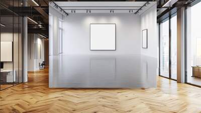 Empty art gallery with white walls and spotlights, copy space in center of room Wall mural