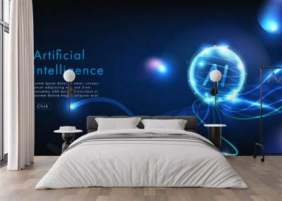 Hi-tech digital technology futuristic circuit digital. Abstract futuristic design. AI, artificial intelligence. Modern futuristic design. Global network connection technology. vector illustration. Wall mural