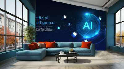 Hi-tech digital technology futuristic circuit digital. Abstract futuristic design. AI, artificial intelligence. Modern futuristic design. Global network connection technology. vector illustration. Wall mural