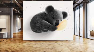 A cute koala bear sleeping soundly, holding a small orange object. Wall mural