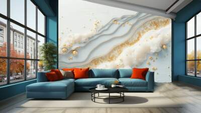 Abstract background with white and gold textures and swirls Wall mural