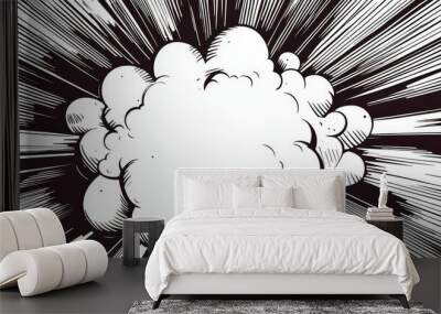 Comic style explosion, white isolated background. Wall mural