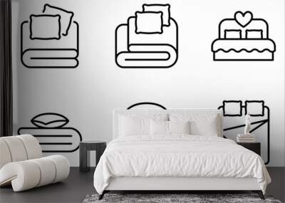 Bed linen set with pillows, bed sheet and duvet cover isolated on white background Wall mural