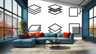 Layer line icon set. Layout sign on white background Wall mural