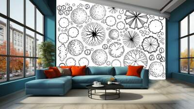 Landscape elements symbols  design for backyard, country house or garden with black line. Hand drawn painting on the paper.  Wall mural