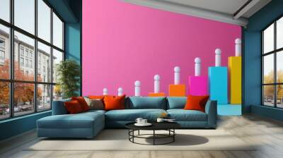 Strategic planning flat design side view business strategy animation colored pastel Wall mural