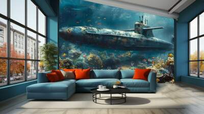 Underwater of the Ocean s Depths in a Submersible Vessel Wall mural