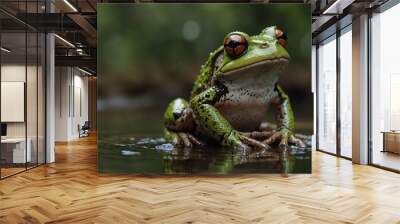 A short story about a frog who embarks on a quest to find the rarest lily pad in the swamp ai_generated Wall mural