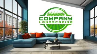 landscape logo for lawn or gardening business design template Wall mural