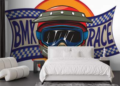 Full-face helmet for old-school BMX bikes and motocross Wall mural