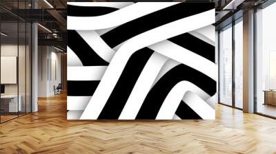 Black and white abstract background with wavy lines. Wall mural