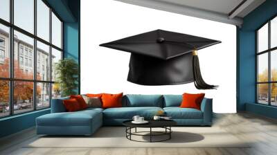 matte black graduation cap with tassel. Wall mural