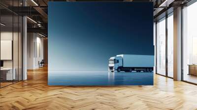 Modern truck parked on a pristine surface, dramatic lighting, minimalistic design, isolation concept. Wall mural