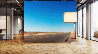 Rusty blank billboard on a deserted highway. Wall mural