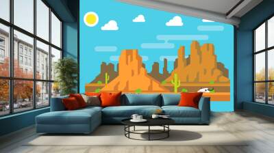 Wild west Arizona mountain flat design Wall mural