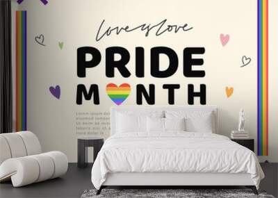 Pride month, LGBTQ+ flat style symbols with pride flags, gender signs, rainbow,LGBTQ pride community Symbols, Vector illustration EPS 10 Wall mural