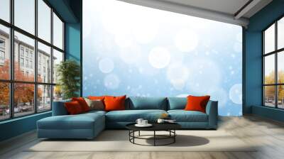 White Snow flake Winter  with bokeh on blue background in Christmas holidays 2020 ,Banner background	 Wall mural