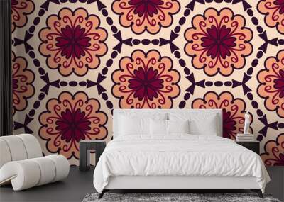 Geometric ethnic oriental pattern traditional Design for background,carpet,wallpaper,clothing,wrapping,Batik,fabric,Vector illustration.embroidery style. Wall mural