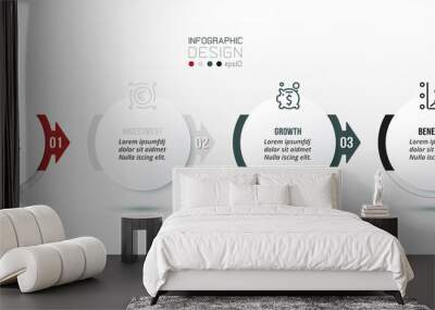 Business concept infographic template with step. Wall mural