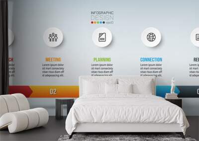 Business timeline infographic chart with step or option. Wall mural