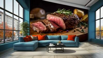 Chateaubriand Steak is delicious food. AI Generated. Wall mural