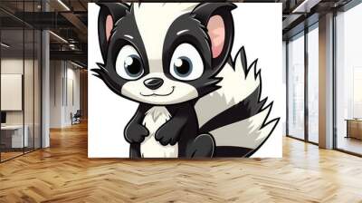 Funny and cute skunk transparency sticker. Wall mural