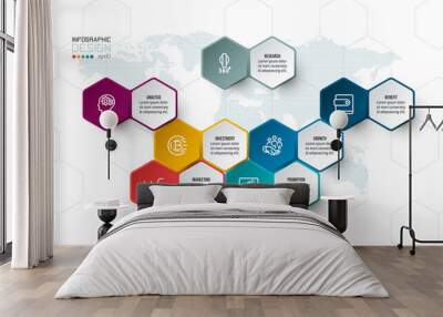 Timeline chart business infographic template. Wall mural