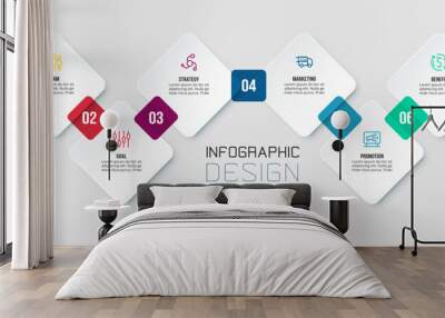 Timeline chart business infographic template.
 Wall mural