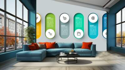 Vector Infographic 3d long circle label, infographic with number 10 options processes. Wall mural