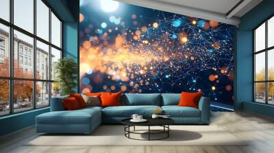 Digital Creativity Unleashed: Colorful Abstract Shapes on Laptop Screen in Business and Technology Fusion Wall mural