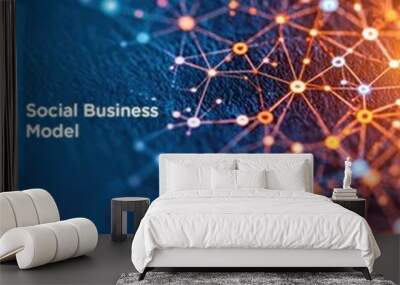 Social business model and communication abstract background with blue and orange scheme. Wall mural