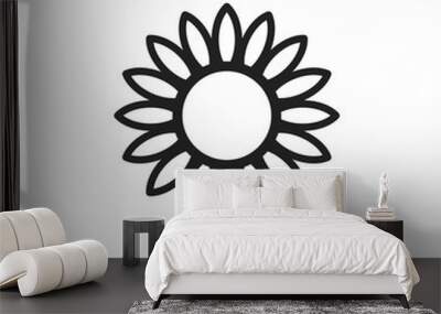 Sunflower icon vector flower illustration on white background Wall mural