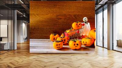 Halloween Pumpkin Concept And Ghosts Wall mural