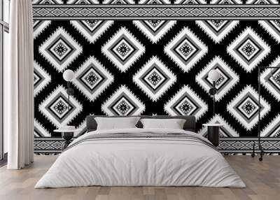 Design vector in black and white color. Traditional Aztec geometeric seamless Wall mural