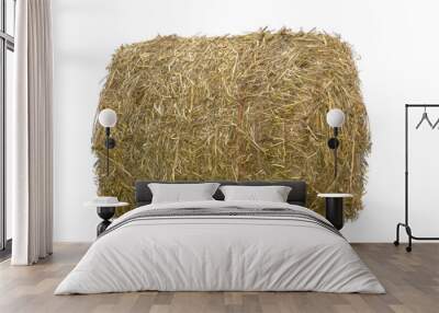 Straw bales, isolated on white background Wall mural