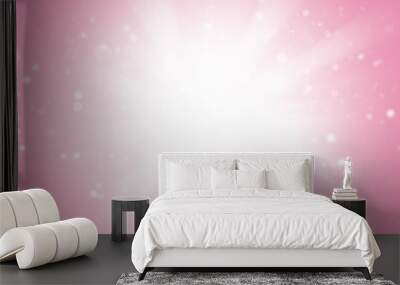 Pink sparkle rays with bokeh abstract elegant background. Dust sparks background. Wall mural