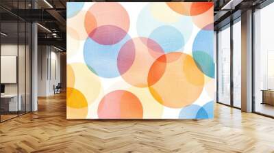 Abstract Colorful Overlapping Circles on White Background Wall mural