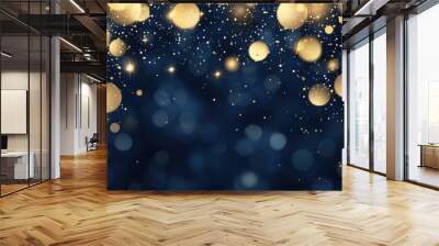 Abstract Gold Glitter and Bokeh on Blue Background Wall mural