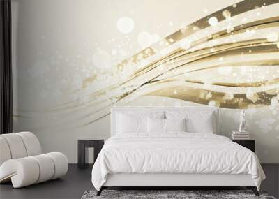 Abstract Golden Wave Background with Bokeh Lights Wall mural