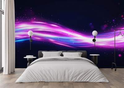 Abstract Purple and Blue Light Streaks with Glowing Bokeh Wall mural