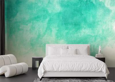 Abstract Watercolor Background   Green  Teal  White Texture Wall mural