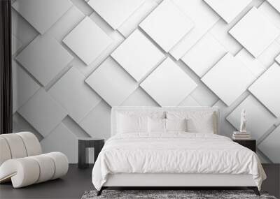 Abstract White Geometric Background with Squares and  D Perspective Wall mural