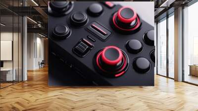 Black Gaming Controller with Red Buttons Wall mural