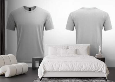 Blank Grey T Shirt Mockup Front and Back View Wall mural