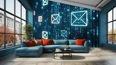 Digital Mailbox Network Abstract Background Wall mural