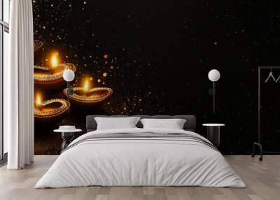 Diwali Festive Lights with Golden Sparkle Background Wall mural