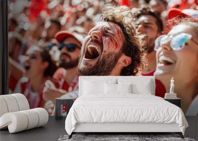 Excited Crowd of Fans at a Sporting Event Wall mural